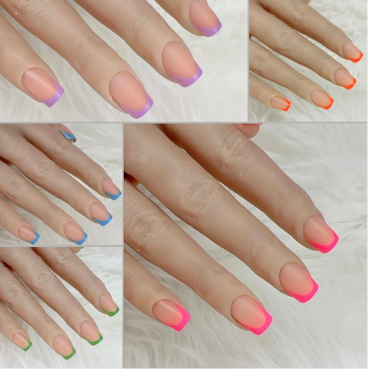 Coloured French Tips - Ready To Ship Set Of 24 Nails