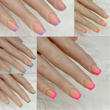 Coloured French Tips - Ready To Ship Set Of 24 Nails