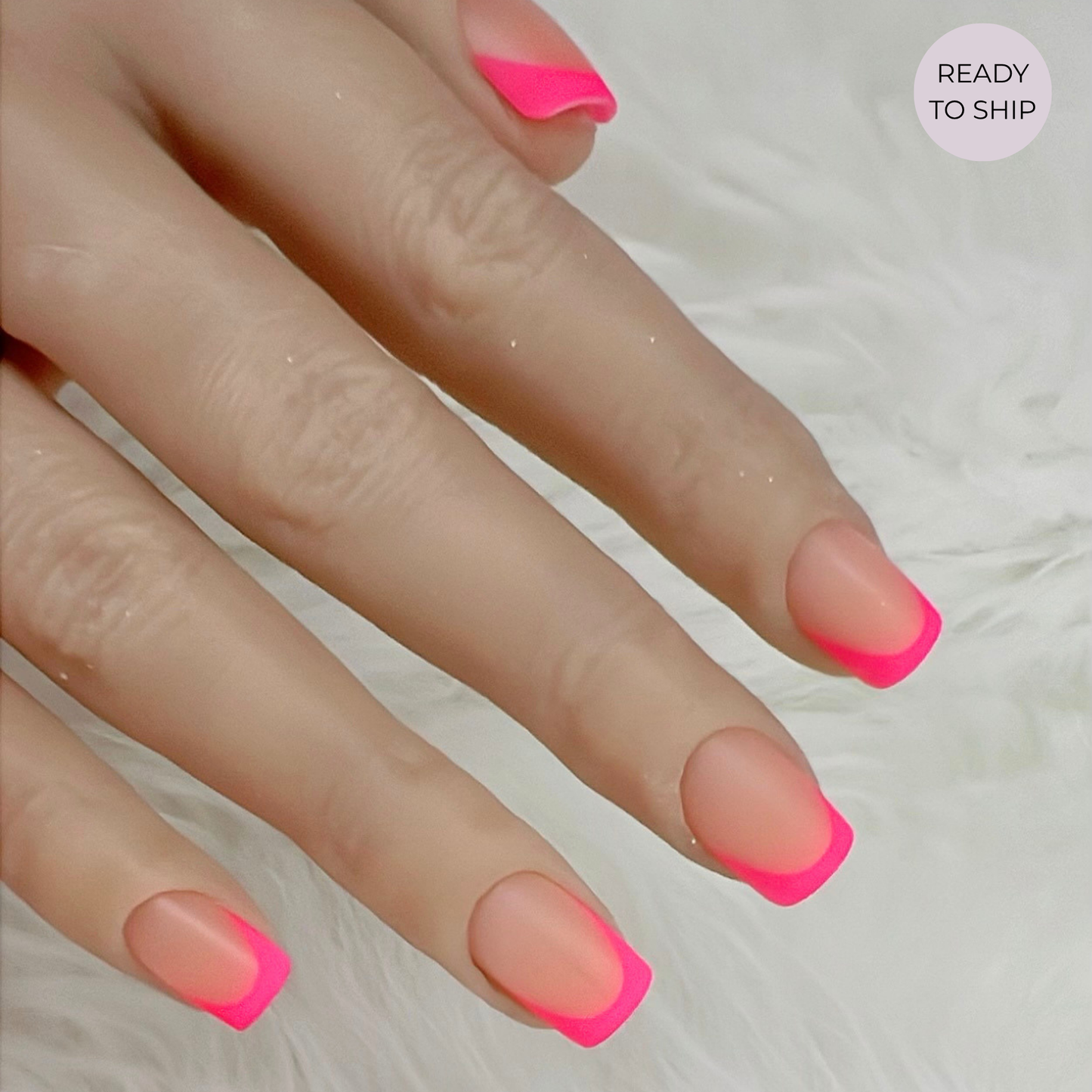 Coloured French Tips - Ready To Ship Set Of 24 Nails
