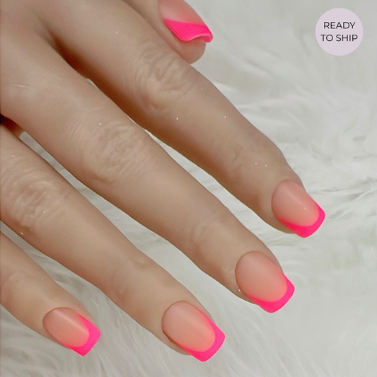 Coloured French Tips - Ready To Ship Set Of 24 Nails