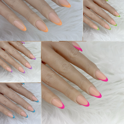 Coloured French Tips - Ready To Ship Set Of 24 Nails